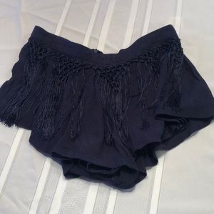 TOBI Navy Blue Fringe Skort